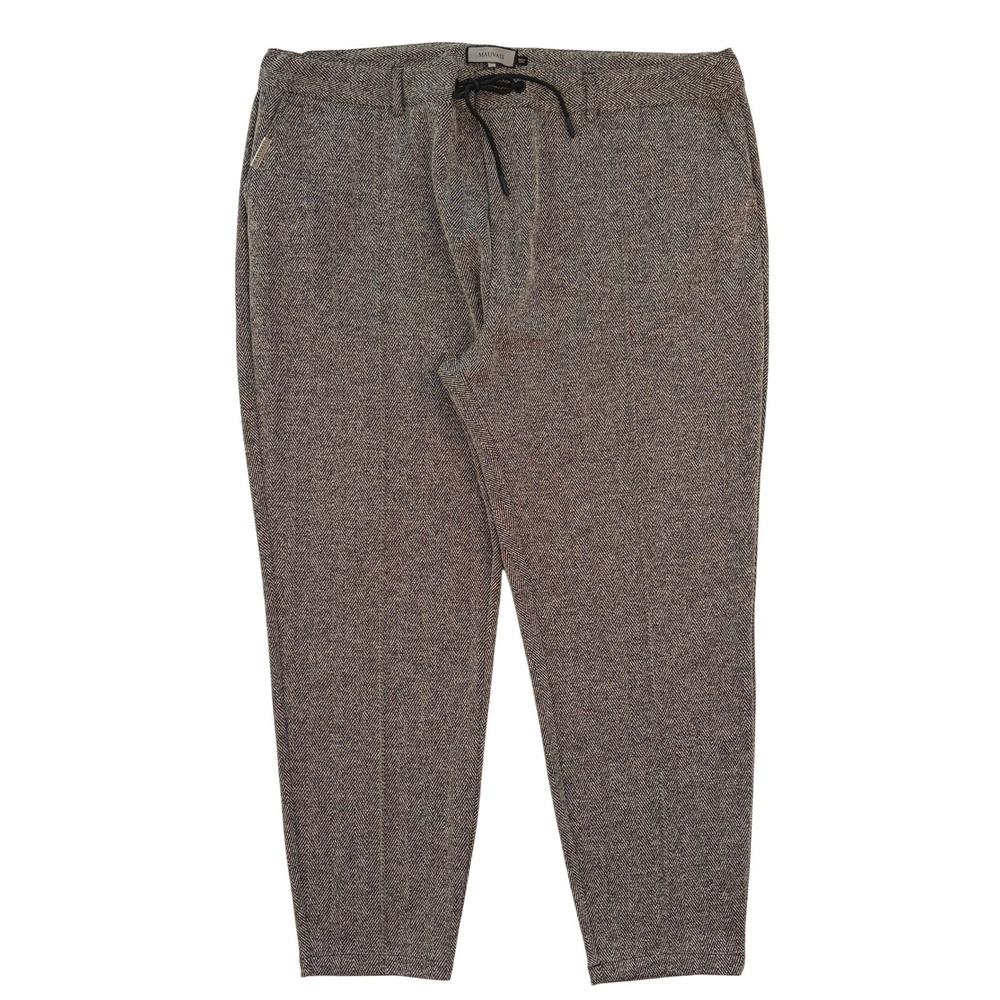 Mauvais Men Herringbone Tapered Trousers Black White Chevron Drawstring Pants 46